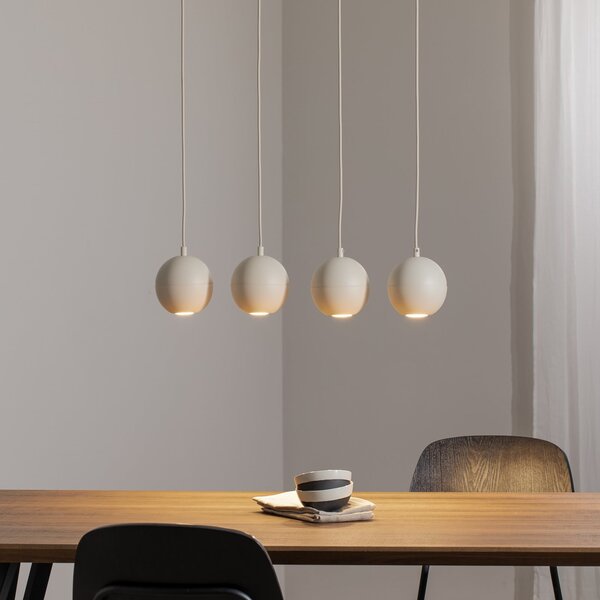 HELAM Lampă suspendată Midway, culoare nisip, 4 becuri, lungime 65 cm, GU10, Bej, Camera de zi / sufragerie, Metal