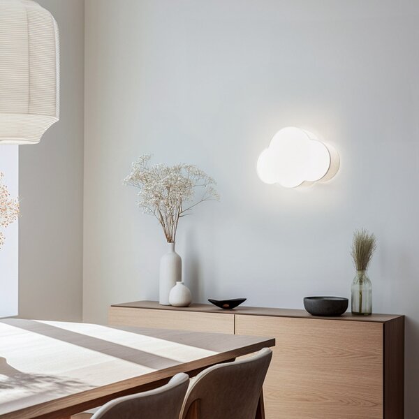 TK Lighting Aplică de perete Cloud, bej, 43 cm lățime, textil, nor, E27, reglabil, Bej, Camera copiilor, Țesătură / Textil, Viața tânără