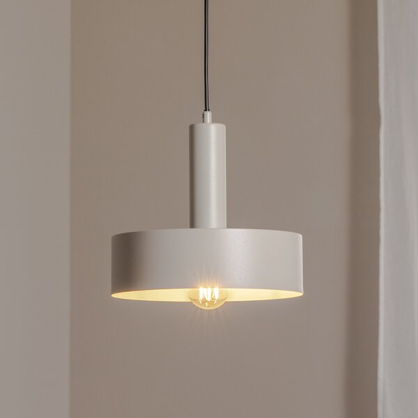 SIGMA Lampă suspendată Vitrum rotundă, gri-maro, cilindrică, Ø 27 cm, reglabil, Bej, Camera de zi / sufragerie, Metal, Modern