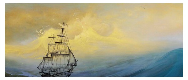 Tablou - Pictură barcă pe mare (120x50 cm)