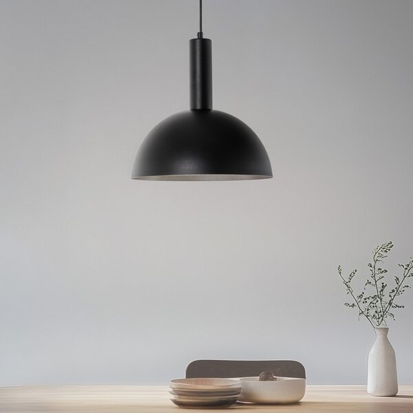 SIGMA Vitrum cupola M lampă suspendată, neagră, semicirculară, Ø 30 cm, reglabil, Negru, Camera de zi / sufragerie, Metal, Modern