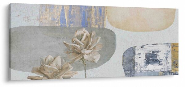Tablou - Pictură flori și texturi (120x50 cm)