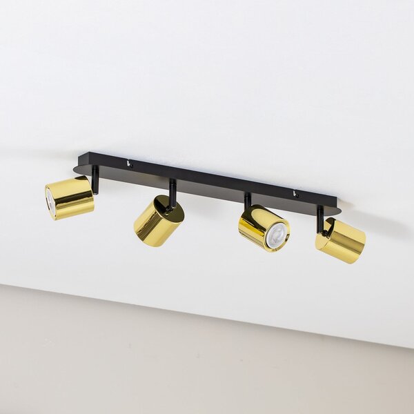 Luminex Spot de tavan Demia, negru/culoare alamă, 66 cm, GU10, reglabil, Negru, Camera de zi / sufragerie, Metal, Modern
