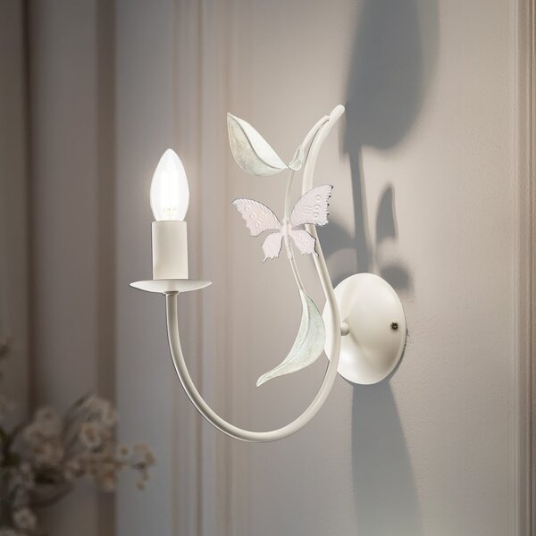 Luminex Aplică de perete Summer, alb/verde/roz, lățime 11 cm, oțel, reglabil, Alb, Camera de zi / sufragerie, Metal