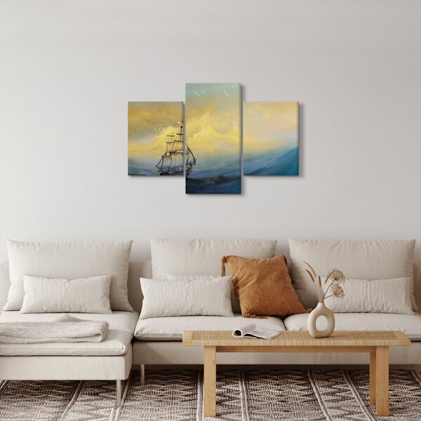 Tablou - Pictură barcă pe mare (90x60 cm)