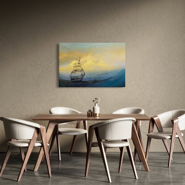 Tablou - Pictură barcă pe mare (90x60 cm)