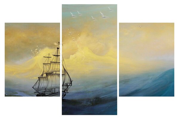 Tablou - Pictură barcă pe mare (90x60 cm)