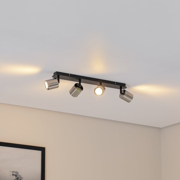 Luminex Spot de tavan Demia, negru/nichel, 66 cm lungime, GU10, reglabil, Negru, Camera de zi / sufragerie, Metal, Modern