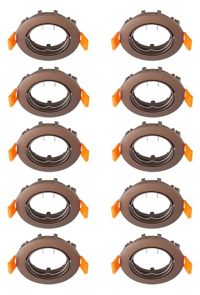 PRIOS Prios plafonieră LED încastrată Fibur, bronz, zinc, Ø 8.2cm, 10 unități, reglabil, Bronz / Alamă Veche, Camera de zi / sufragerie, Metal, Modern