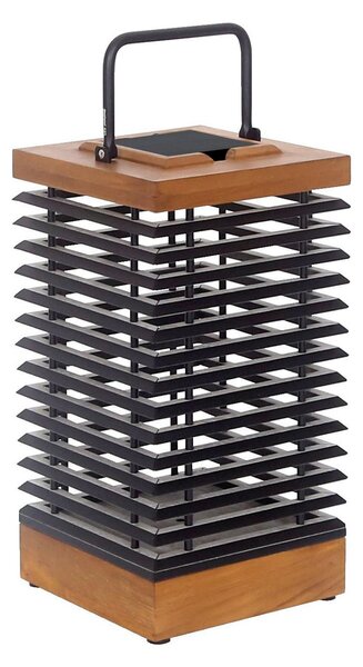 Les Jardins Lanternă solară LED Tekura, tec/gri, 46,5 cm, reglabil, Lemn, Lemn, Felinar