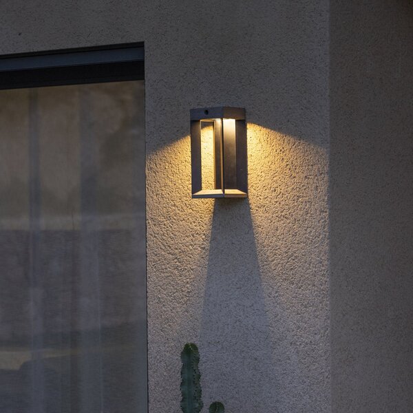 Les Jardins Lampă solară LED de perete Teckalu, gri/negru, reglabil, Negru, Aluminiu, Perete unghiular