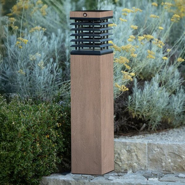 Les Jardins LED lumina solară Tekura, gri, lemn, 75 cm, reglabil, Lemn, Lemn, Boltă de exterior / cale de acces