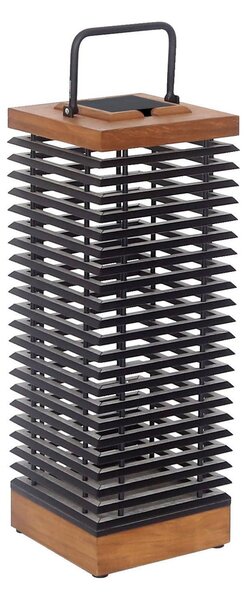 Les Jardins Lanternă solară LED Tekura, tec/gri, 66 cm, reglabil, Lemn, Lemn, Felinar