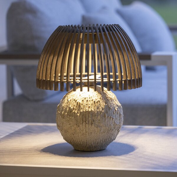 Les Jardins Lampa de masă LED Alba, gri/bej, înălțime 41 cm, reglabil, Gri, Piatră, Umbră de masă