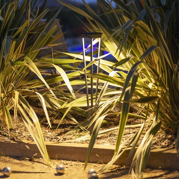 Les Jardins Lanternă solară LED Tinka, gri, 90 cm, țepușă de sol, reglabil, Gri, Metal, Spot de exterior / vârf de pământ