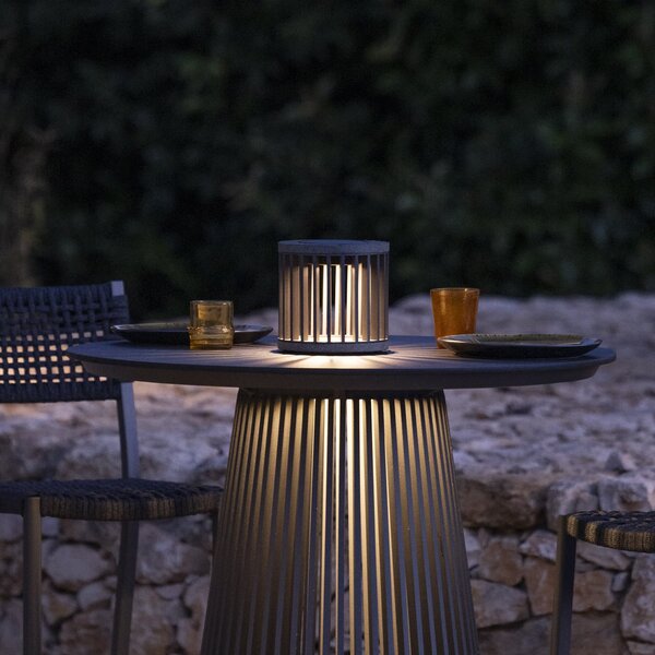Les Jardins LED lampă de masă solară Halo, gri, aluminiu/granit, reglabil, Gri, Aluminiu, Umbră de masă