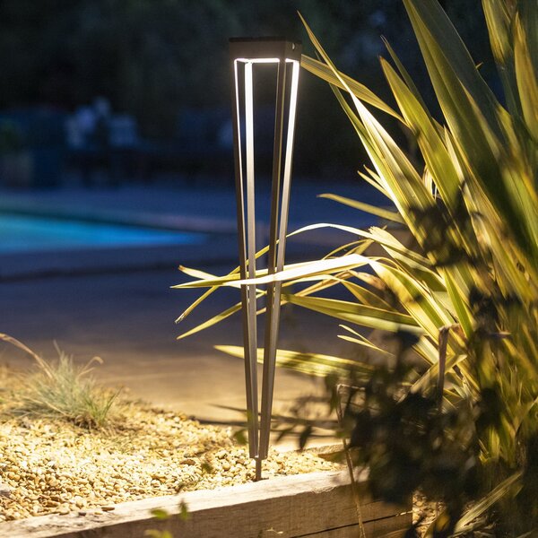 Les Jardins Lanternă solară LED Tinka, gri, 90 cm, țepușă de sol, reglabil, Gri, Metal, Spot de exterior / vârf de pământ