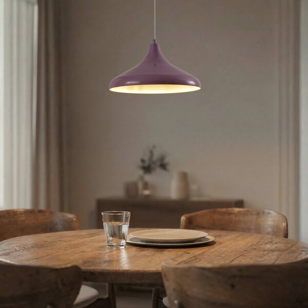 ROYALTECH Lampă suspendată Claus, violet/alb, Ø 35 cm, metal, reglabil, Violet, Camera de zi / sufragerie, Metal