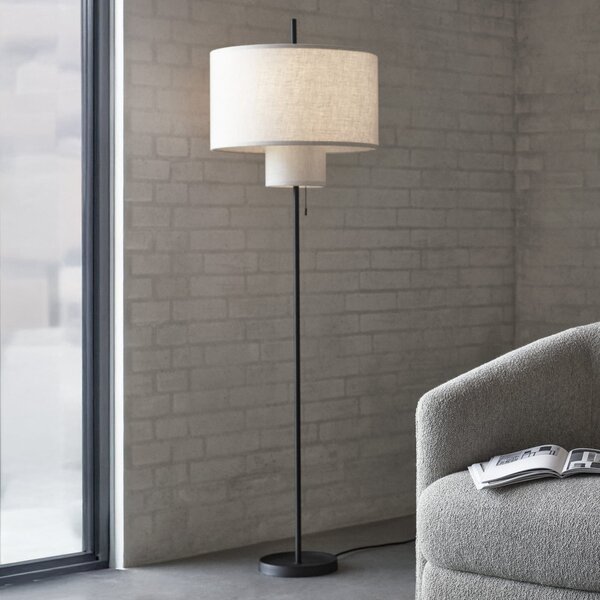 New Works lampadar Margin, bej, Ø 46 cm înălțime 153 țesătură, Bej, Camera de zi / sufragerie, Țesătură / Textil, Scandinavă