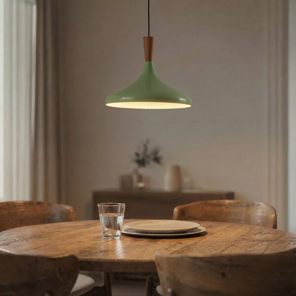 ROYALTECH Lampă suspendată Chris, verde mentă/alb, Ø 35 cm, metal, reglabil, Verde, Camera de zi / sufragerie, Metal