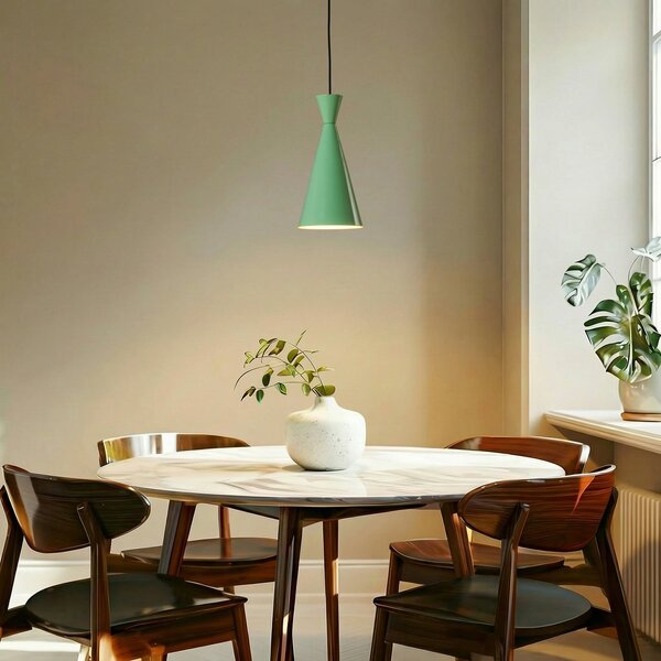 ROYALTECH Lampă suspendată Glenora, verde mentă/alb, metal, Ø 18 cm, reglabil, Verde, Camera de zi / sufragerie, Metal, Modern