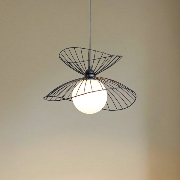 ROYALTECH Lampă suspendată Vertigo, negru, sticlă/metal, E27, Ø 50 cm, reglabil, Negru, Camera de zi / sufragerie, Metal
