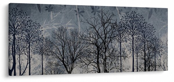 Tablou - Siluetă copac și frunze (120x50 cm)