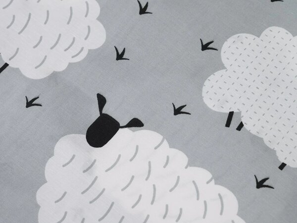 Fata de perna din policoton WHITE SHEEPS 50x70 cm, gri
