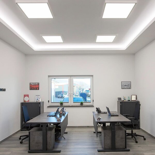 DOTLUX Panou LED FLATugr, alb, 62 x cm, metal, 36 W CCT, reglabil, Alb, Studiu / Birou, Aluminiu, Luminile încastrate unghiulare