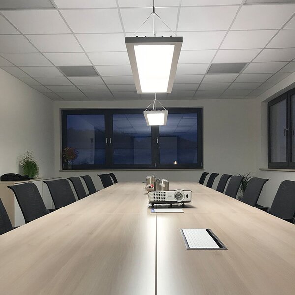 DOTLUX Lampă suspendată LED OFFICE alb 120 x 30 cm CCT 54 W dim, reglabil, Alb, Studiu / Birou, Aluminiu, Modern