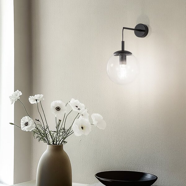 TK Lighting Aplică de perete Esme, transparentă, înălțime 45 cm, sticlă, E27, reglabil, Transparent, Camera de zi / sufragerie, Sticlă, Modern, glob