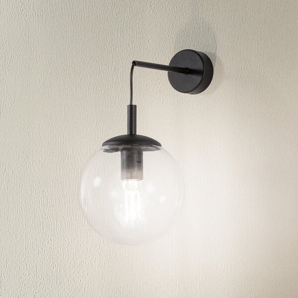 TK Lighting Aplică de perete Esme, transparentă, înălțime 45 cm, sticlă, E27, reglabil, Transparent, Camera de zi / sufragerie, Sticlă, Modern, glob