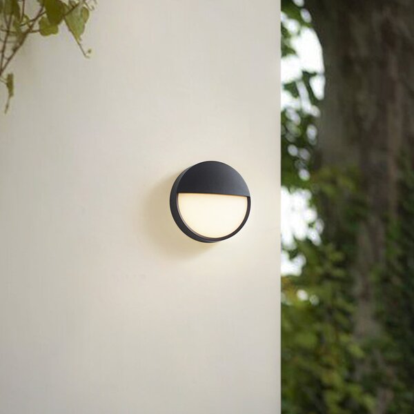 Arcchio Lampă LED pentru exterior Gravo, Ø 25 cm, negru, IP65, Negru, Metal, Modern