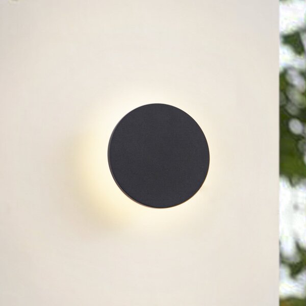 Arcchio Lampă LED pentru exterior Gravo, Ø 16 cm, negru, IP65, reglabil, Negru, Metal, Modern