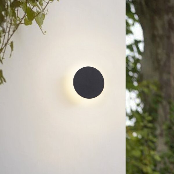 Arcchio Lampă LED pentru exterior Gravo, Ø 16 cm, negru, IP65, reglabil, Negru, Metal, Modern