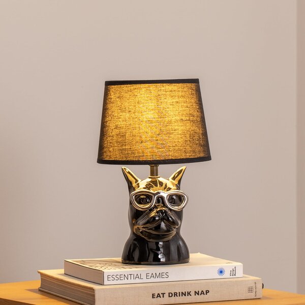 ONLI Biagio lampă de masă, negru, ceramică, 29 cm înălțime, E14, Negru, Camera de zi / sufragerie, Ceramică, Modern