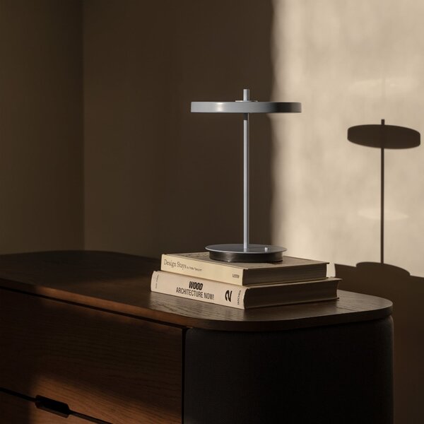 UMAGE Lampa de masă cu baterie LED Asteria Move, albastru deschis, 31 cm, reglabil, Albastru, Camera de zi / sufragerie, Metal, Design