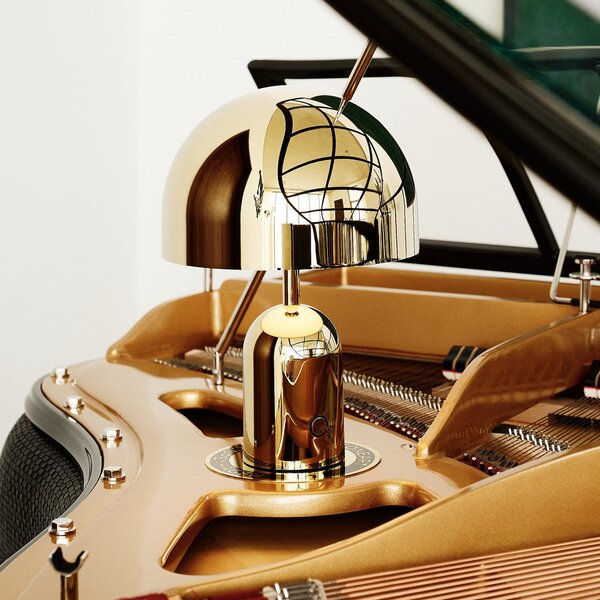 Tom Dixon Lampa de masă cu baterie BELL PORTABLE, auriu, 28 cm IP44, reglabil, Auriu / Alamă, Camera de zi / sufragerie, Plastic, Design