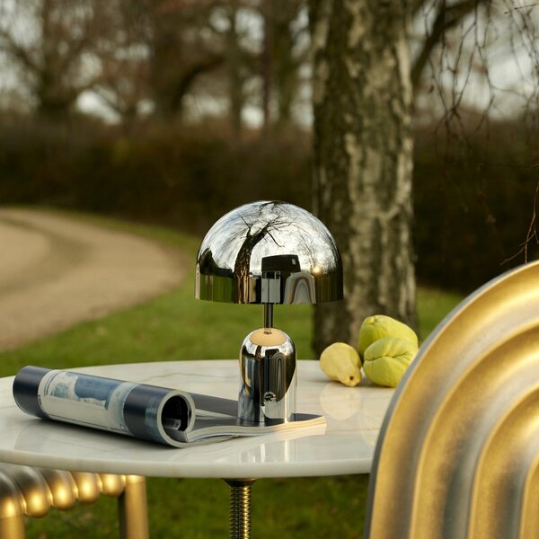 Tom Dixon Lampa de masă cu baterie BELL PORTABLE, argintiu, 28 cm IP44, reglabil, Metalic, Camera de zi / sufragerie, Plastic, Design
