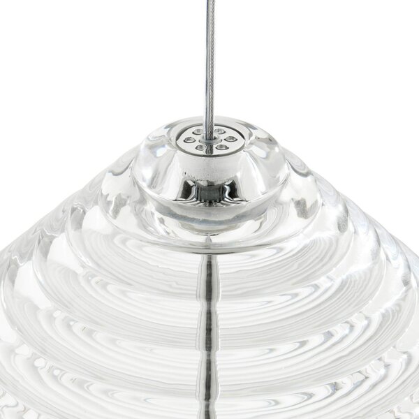 Tom Dixon Lampă suspendată LED Press Cone, transparentă, Ø 34 cm, 927, reglabil, Transparent, Camera de zi / sufragerie, Sticlă, Design