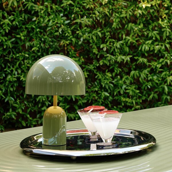 Tom Dixon Lampa de masă cu baterie BELL PORTABLE, verde mușchi 28 cm IP44, reglabil, Verde, Camera de zi / sufragerie, Plastic, Design