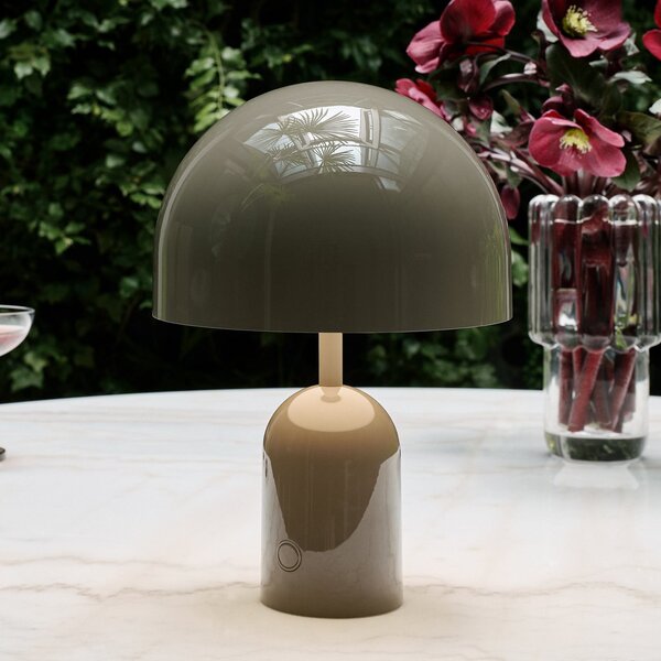 Tom Dixon Lampa de masă cu baterie BELL PORTABLE, gri-maro, 28 cm IP44, reglabil, Gri, Camera de zi / sufragerie, Plastic, Design