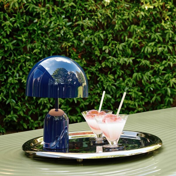 Tom Dixon Lampa de masă cu baterie BELL PORTABLE, indigo, 28 cm IP44, reglabil, Albastru, Camera de zi / sufragerie, Plastic, Design