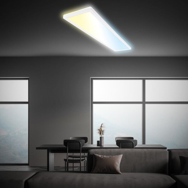 Briloner Panou LED Tava CCT, alb, 98 x 20 cm, iluminare din spate, plastic, reglabil, Alb, Studiu / Birou, Plastic