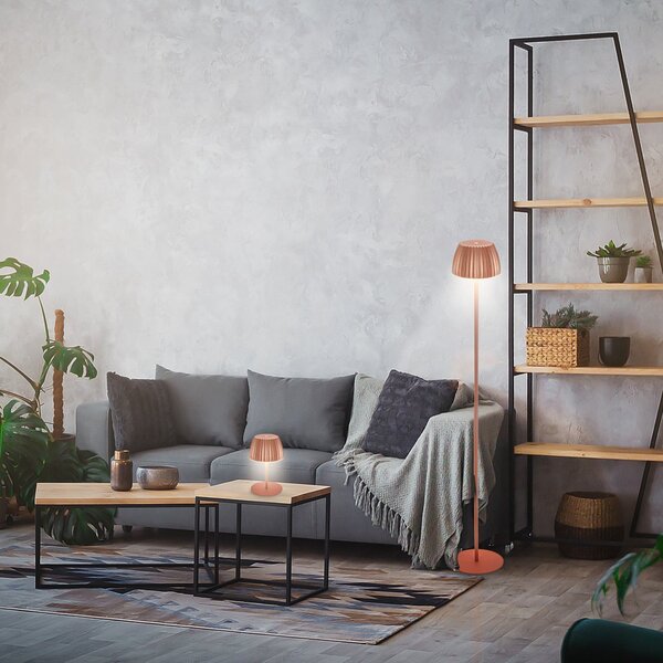 Briloner Lampadar LED cu baterie Brilo unplugged Riffle, culoare cupru, reglabil, Cupru, Camera de zi / sufragerie, Metal