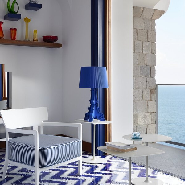 Kartell Lampă de masă LED Bourgie Mater, albastru, înălțime 78 cm, reglabil, Albastru, Camera de zi / sufragerie, Plastic, Design