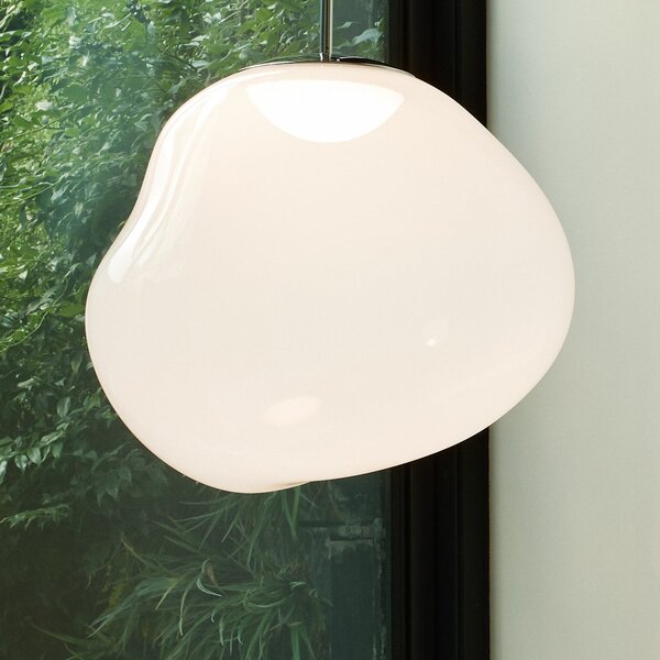 Tom Dixon Lampă suspendată LED Melt, Ø 28 cm, opal/auriu, reglabil, Alb, Camera de zi / sufragerie, Plastic, Design