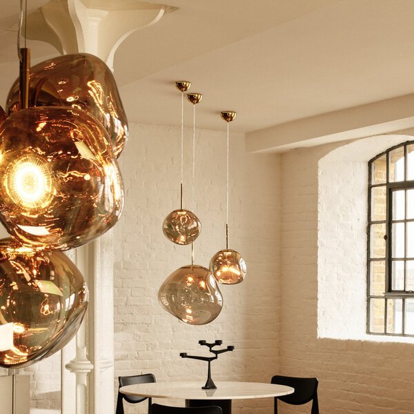 Tom Dixon lampă suspendată LED Melt, Ø 28 cm, culoare bronz, reglabil, Bronz / Alamă Veche, Camera de zi / sufragerie, Plastic, Design