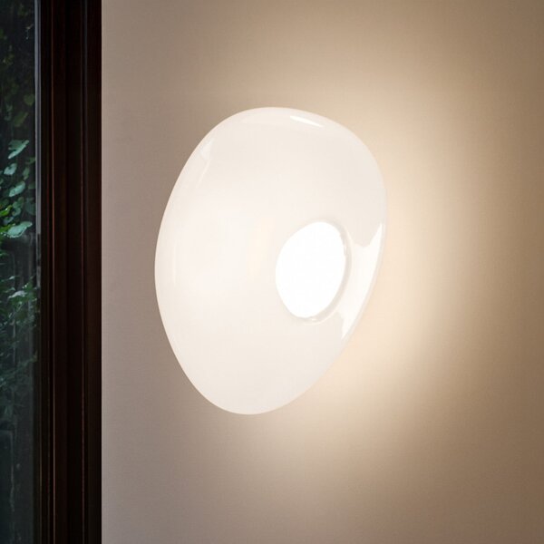 Tom Dixon Aplică LED Melt, Ø 50 cm, opal/crom, reglabil, Metalic, Camera de zi / sufragerie, Plastic, Design