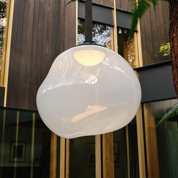 Tom Dixon Lampa LED reîncărcabilă pentru terasă Melt mare, opal, 57 cm, reglabil, Alb, Plastic, Design, Umbrelă în picioare
